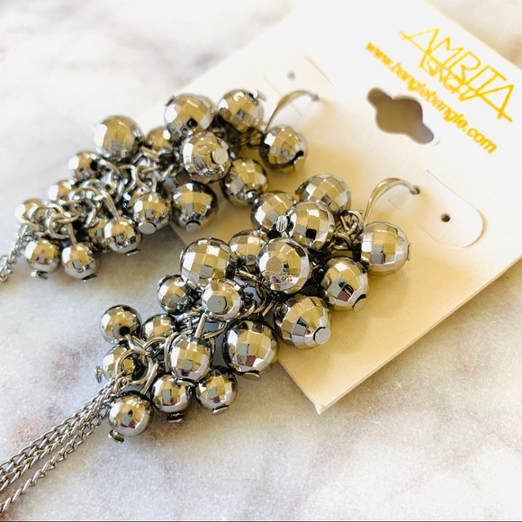 AMRITA SINGH Disco Ball Statement Earrings Silver - Picture 6 of 6